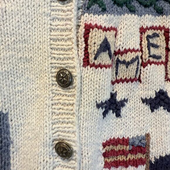 Northern Isles Cardigan Sweater American Flag M 4th July USA Patriotic Americana - Picture 6 of 12